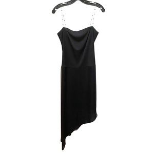 Claudia Cordic Asymmetrical Black Dress w/ Jeweled Straps
